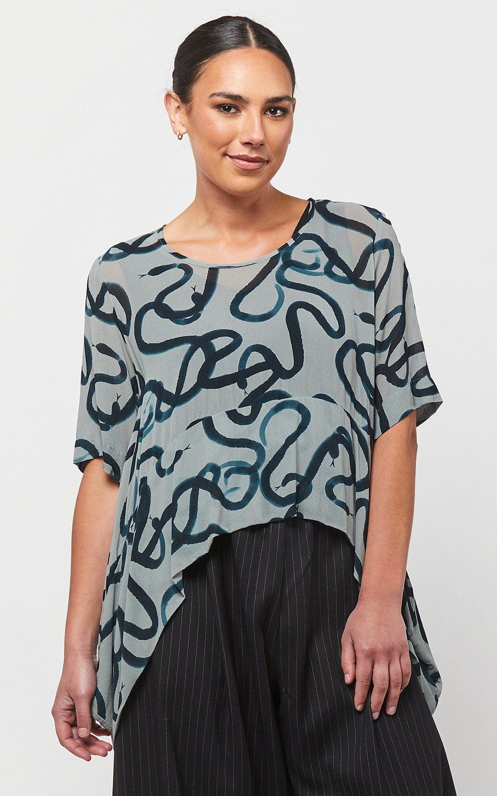 Medusa Drape Top product photo.