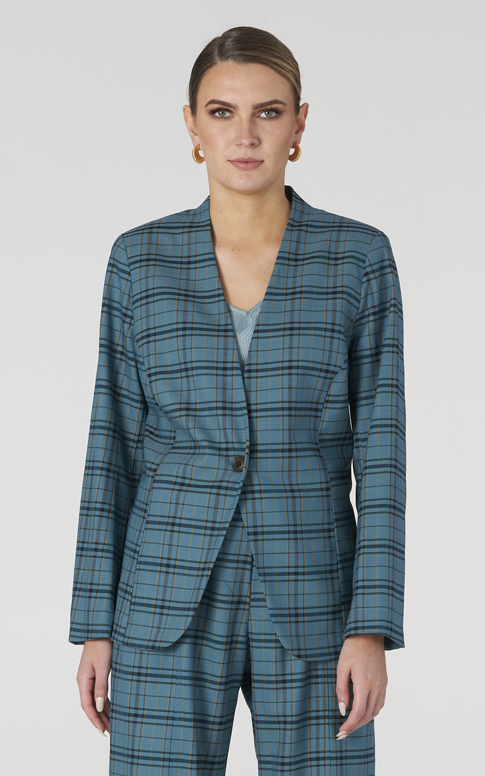 Vivienne Plaid Blazer product photo.