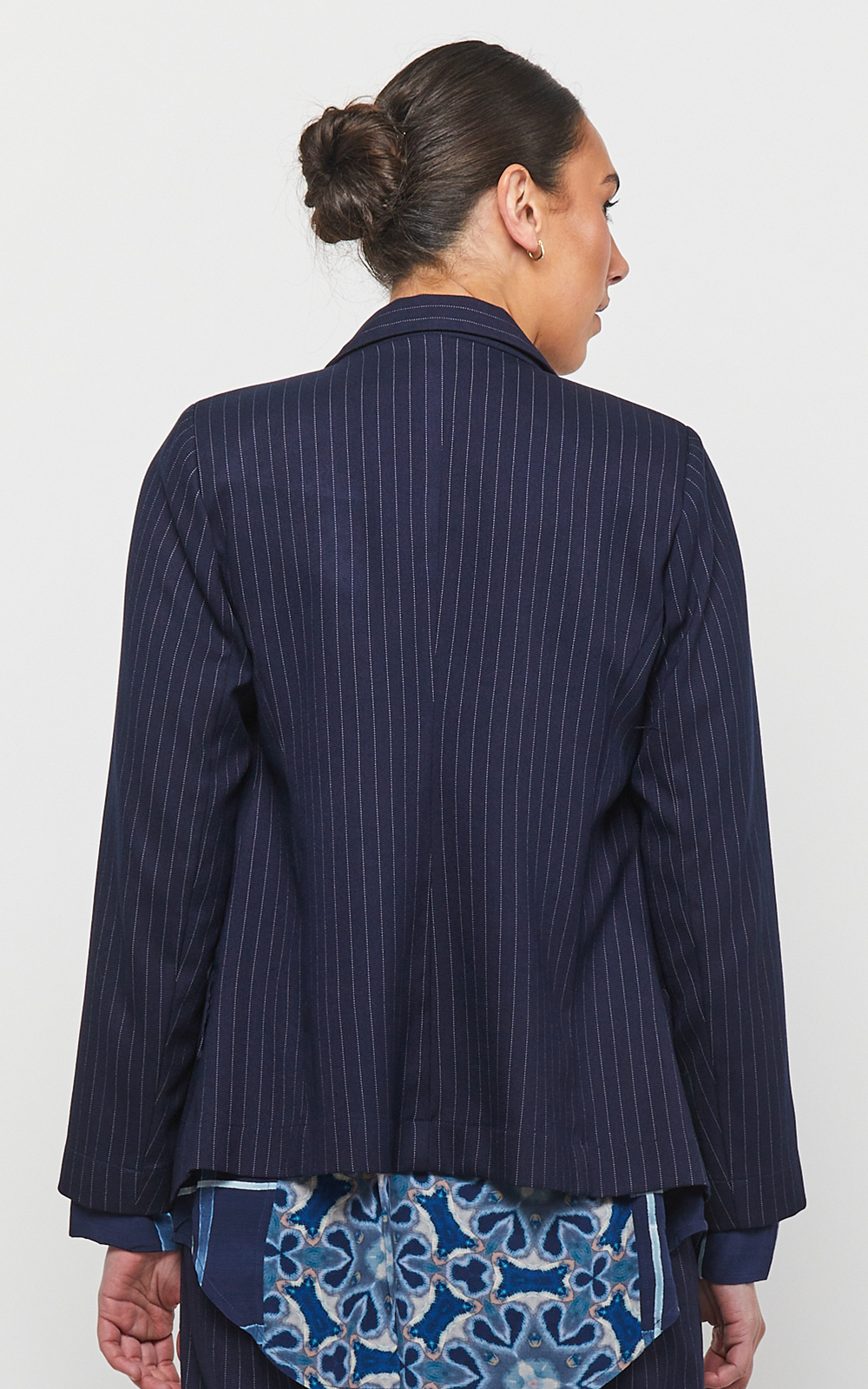 Pinstripe Boyfriend Jacket product photo.