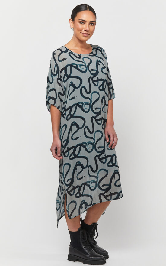 Serpentine Drape Dress product photo.