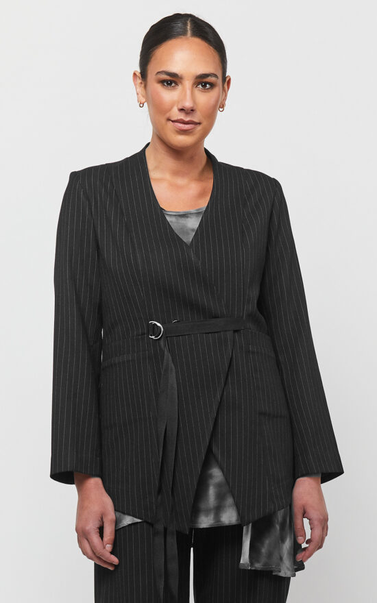 Pinstripe Blazer product photo.