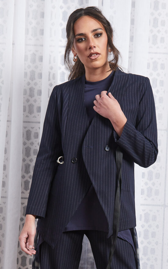 Pinstripe Blazer product photo.