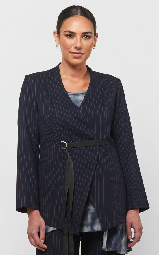 Pinstripe Blazer product photo.