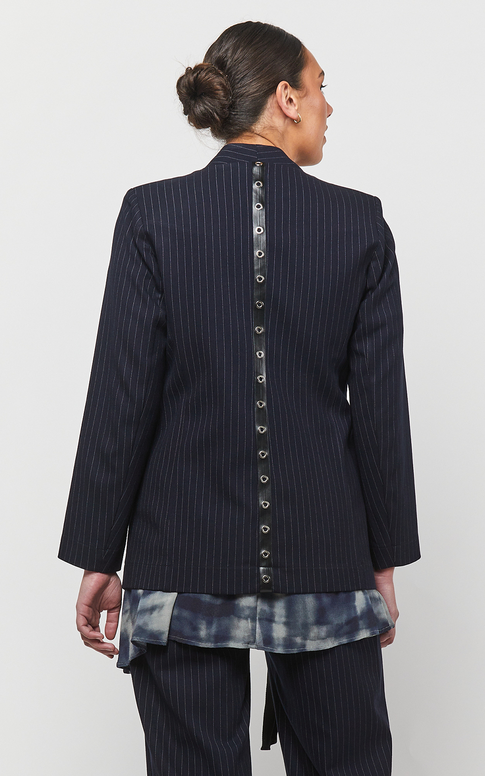 Pinstripe Blazer product photo.