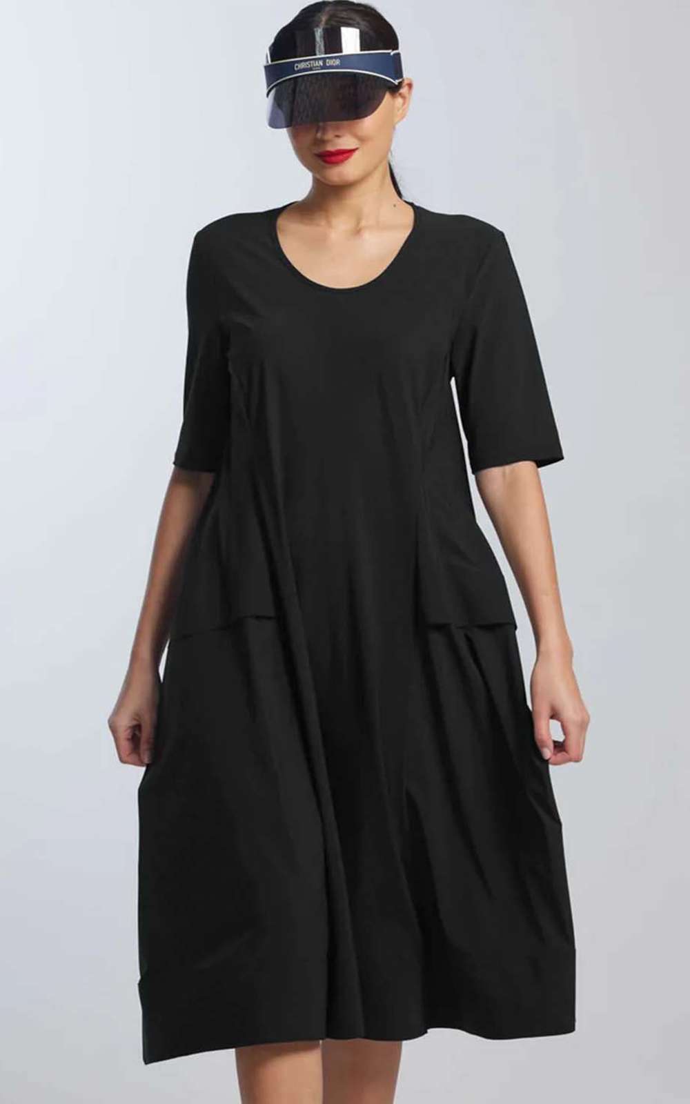 A-Line 1/2 Sleeve Tab Dress product photo.