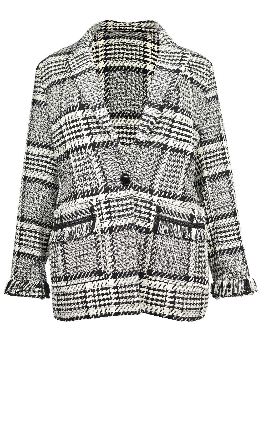 Fringed Check Boyfriend Blazer  product photo.