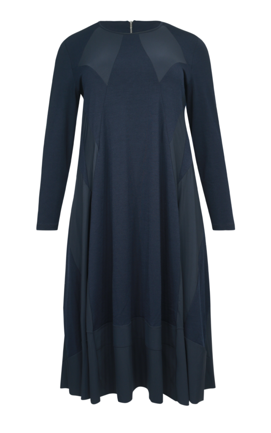 Panel Flared Crew Neck Dress product photo.