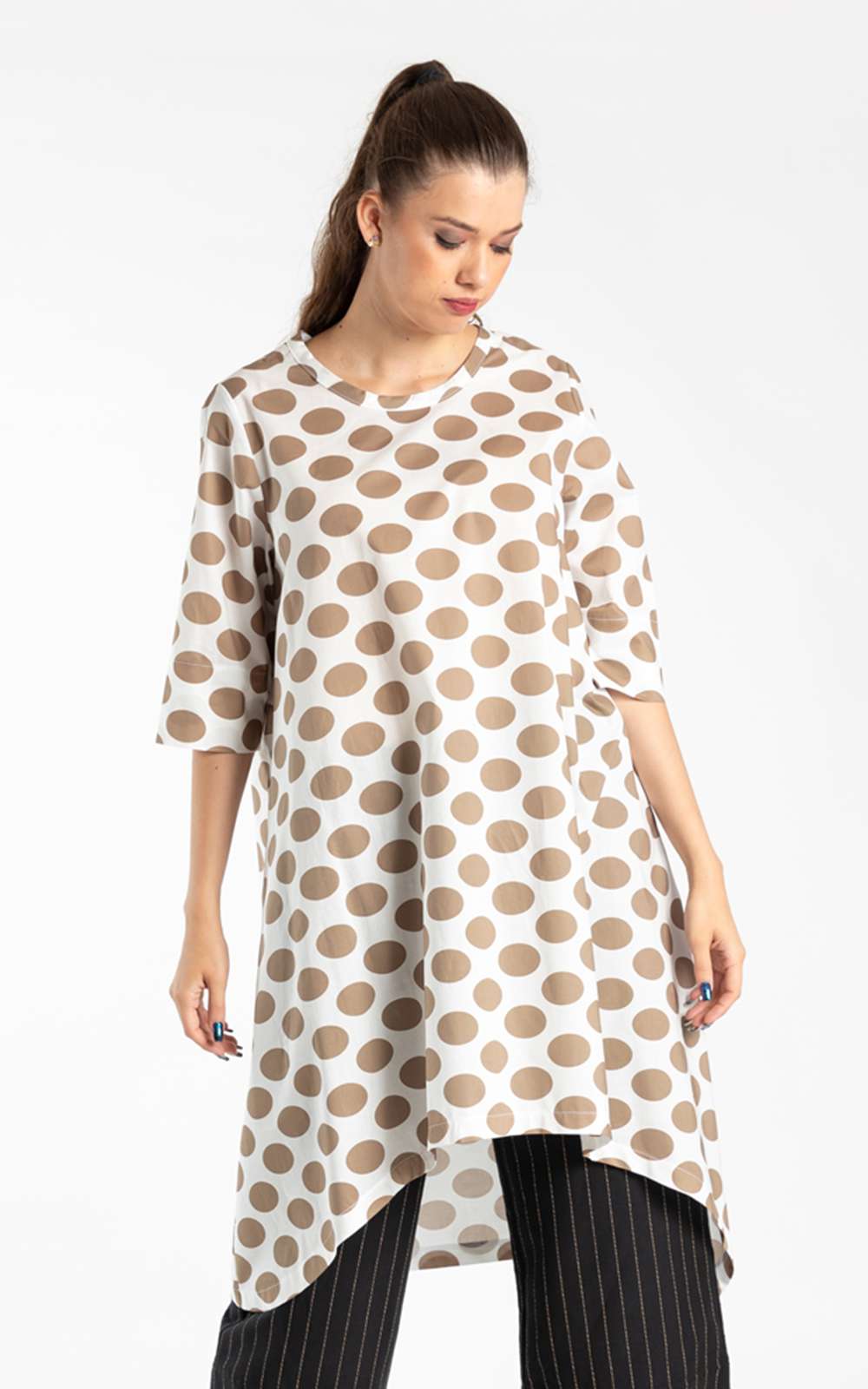 Taupe Spot Tunic product photo.