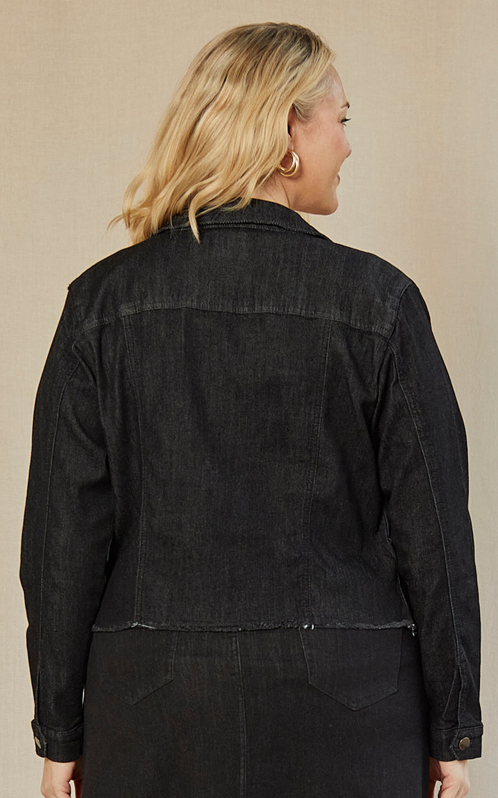 Adrift Cropped Denim Jacket product photo.