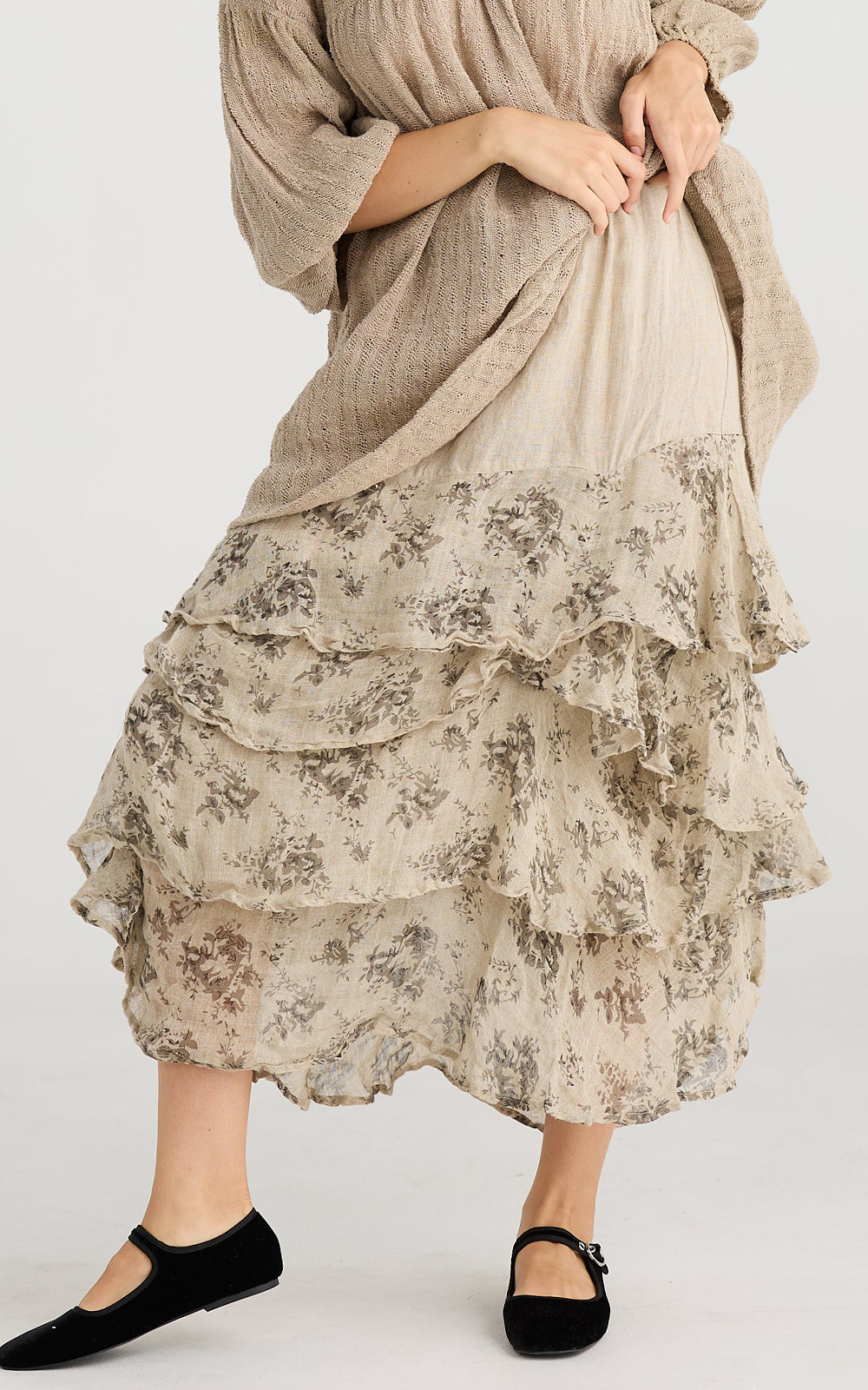 Angelica Linen And Linen Gauze Skirt product photo.