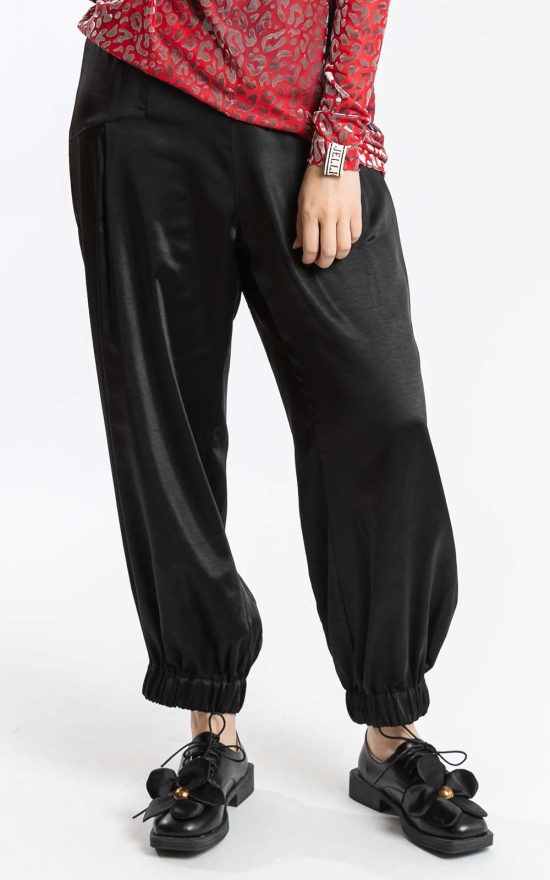 Satin Pants Black  product photo.