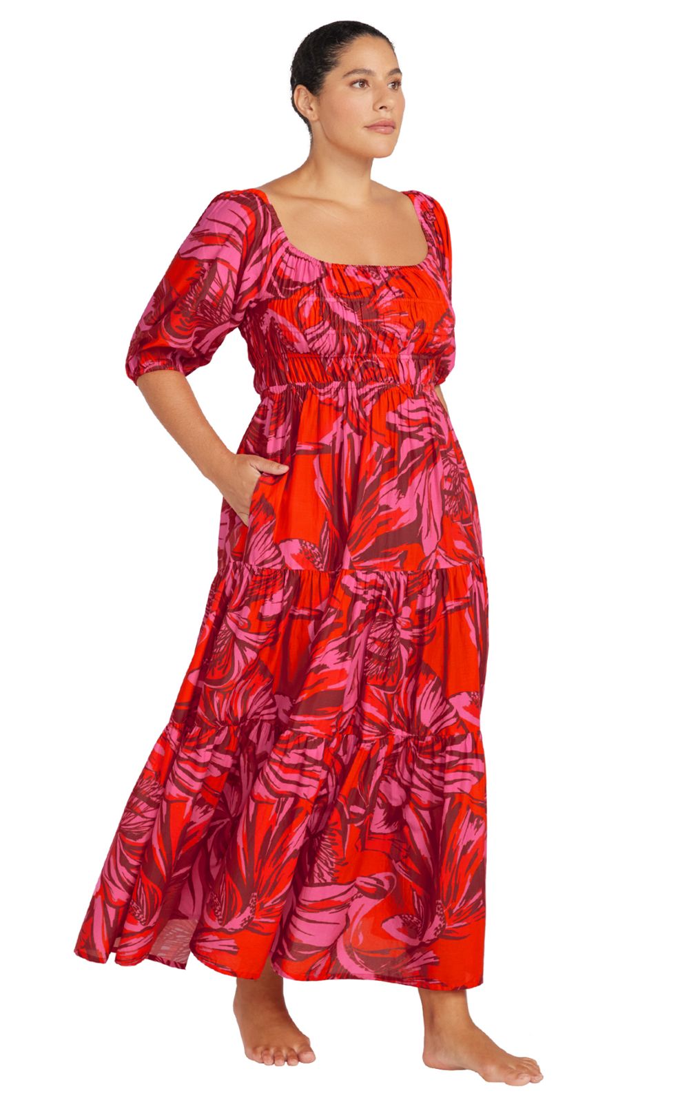 Handel Off Shoulder Maxi W Elastic Neckline And Bodice  product photo.