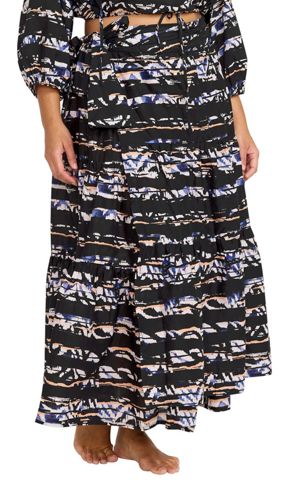 Elgar Maxi Tiered Wrap Skirt  product photo.