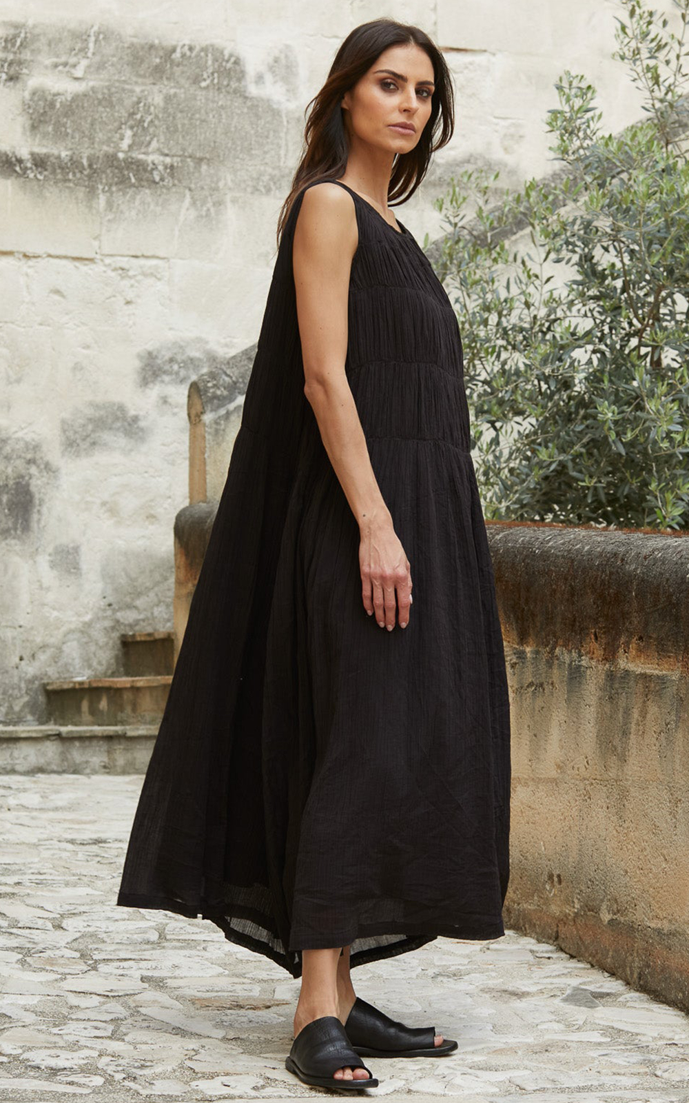 Athena Dress Long Gauze Cotton product photo.