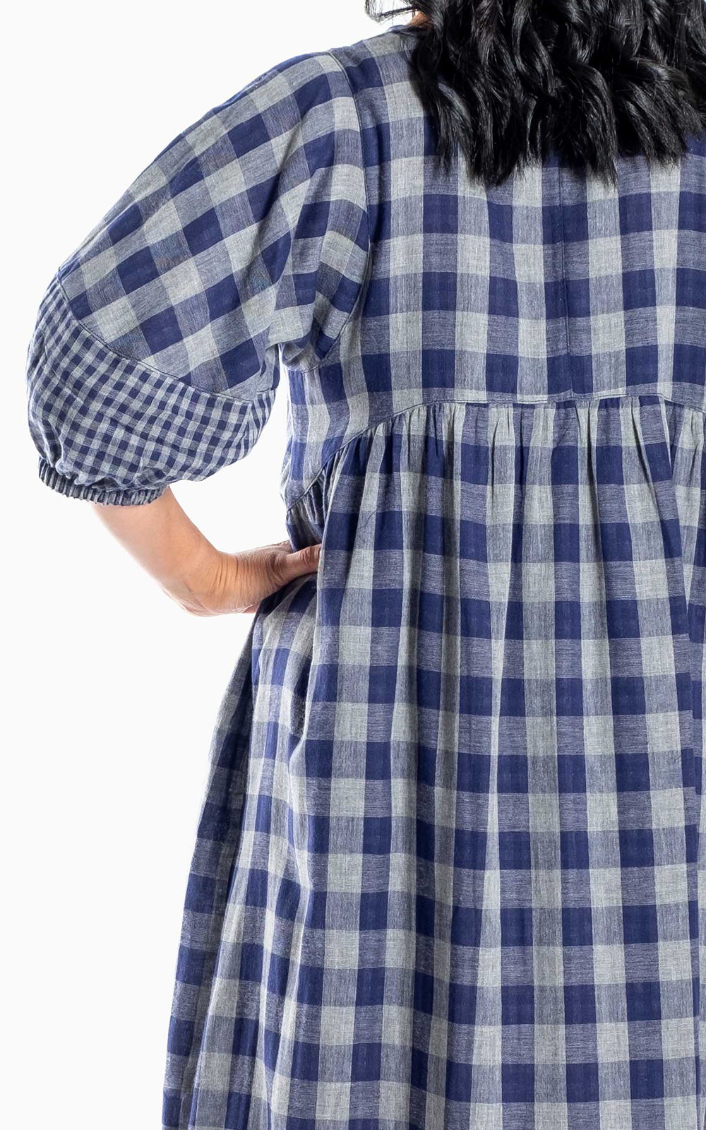 Brie Dress Blue Check product photo.