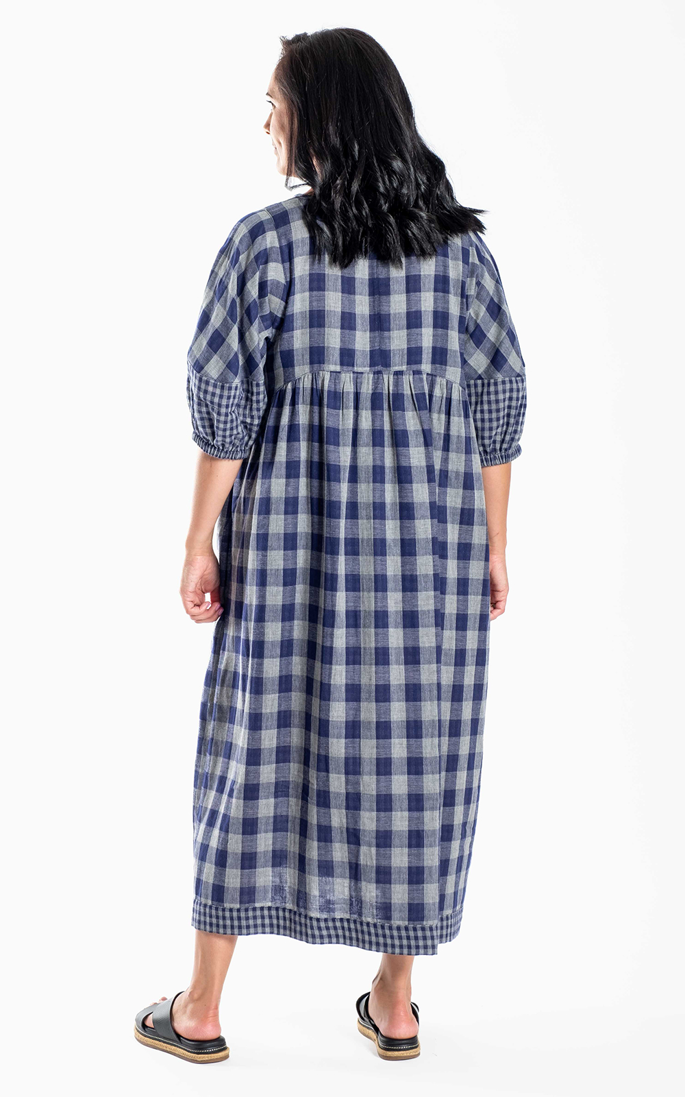 Brie Dress Blue Check product photo.