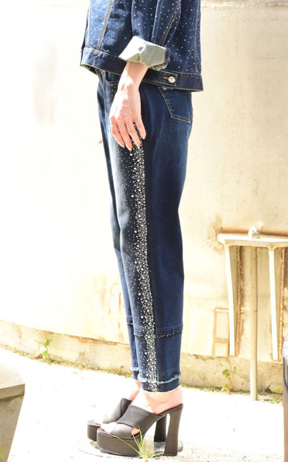 Walking Stripe Jean product photo.