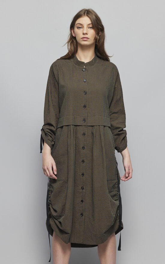 Discord Shirt Dress In Seersucker Check product photo.