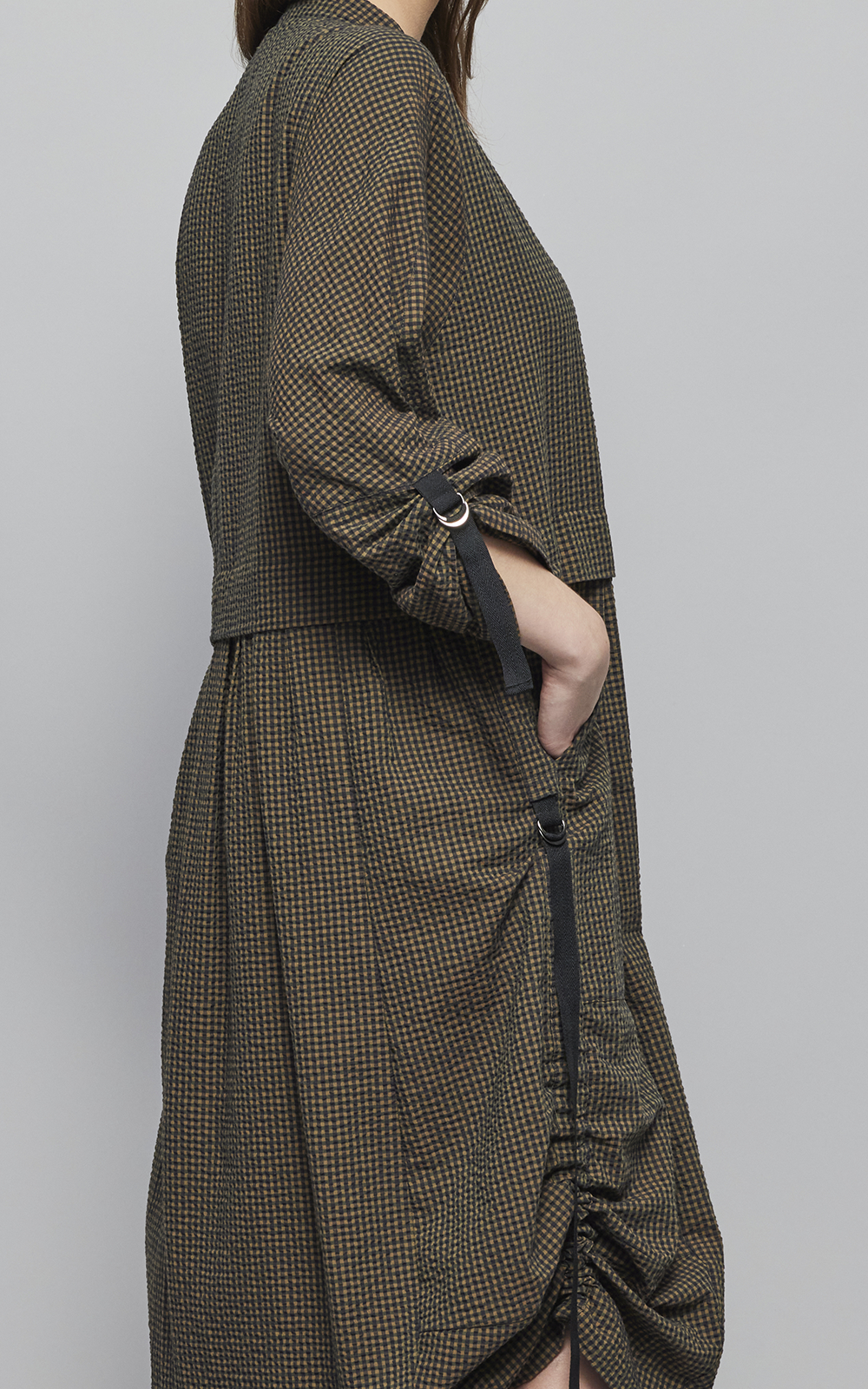 Discord Shirt Dress In Seersucker Check product photo.