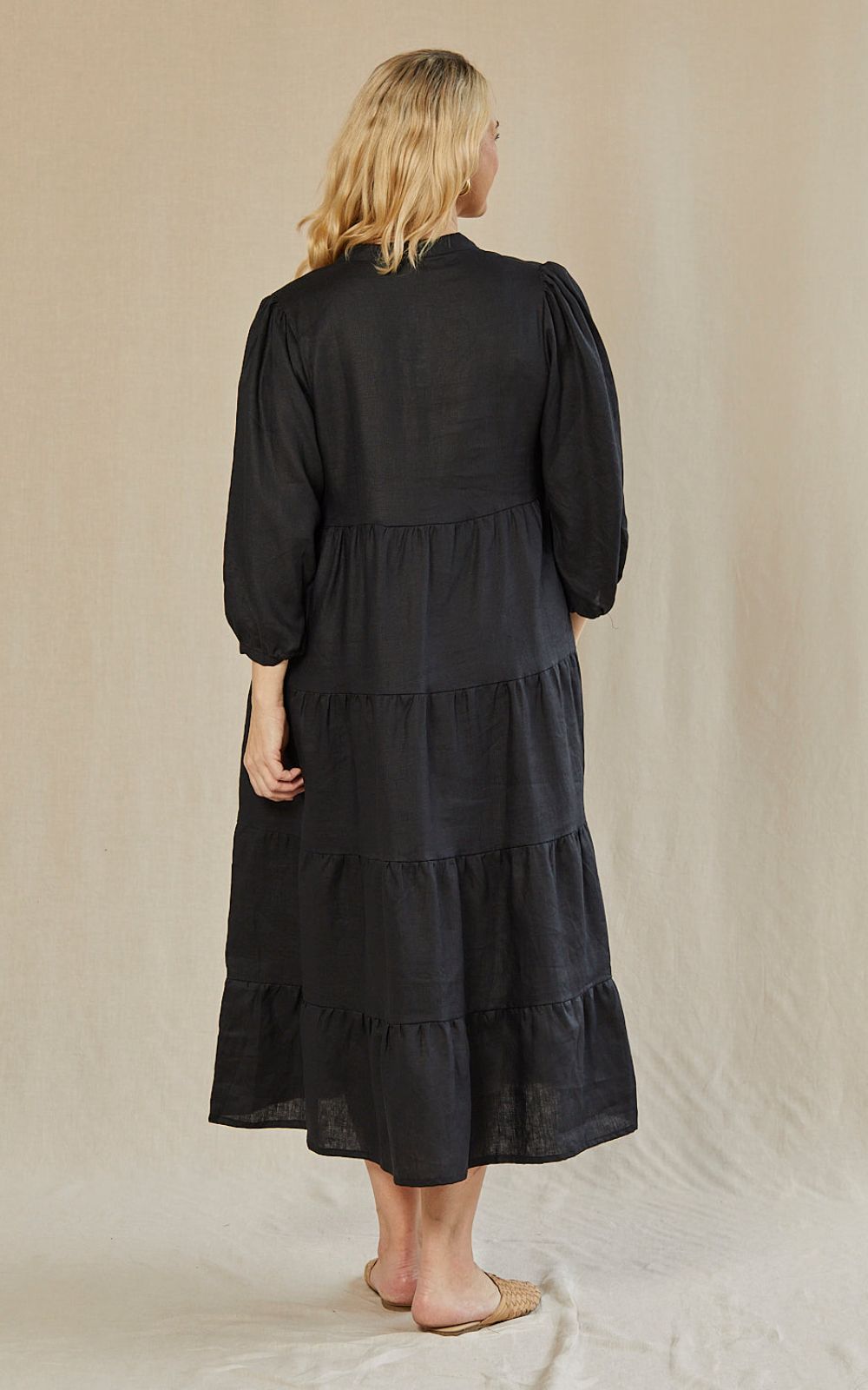 Sabre V Neck Linen Dress  product photo.