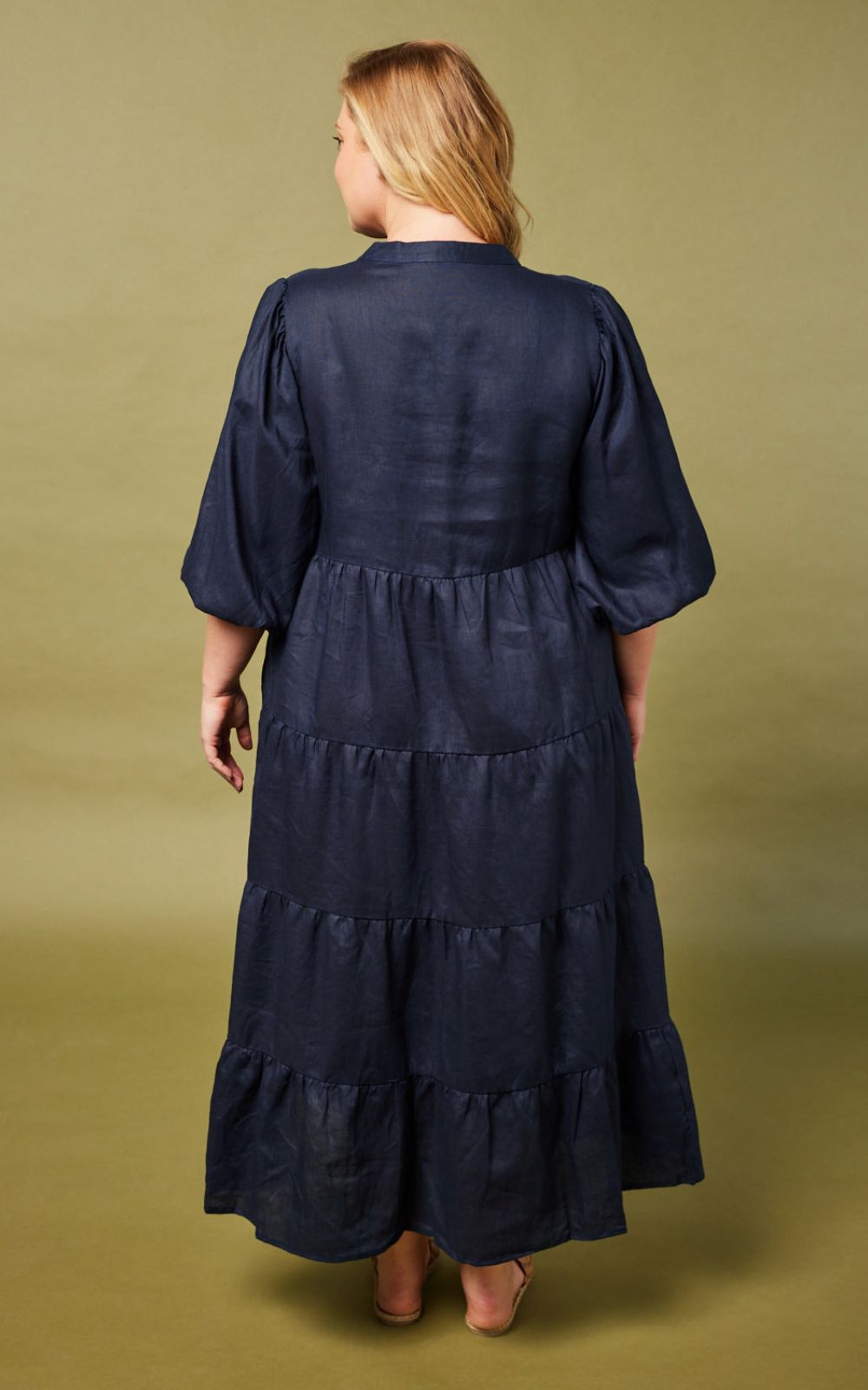 Sabre V Neck Linen Dress  product photo.