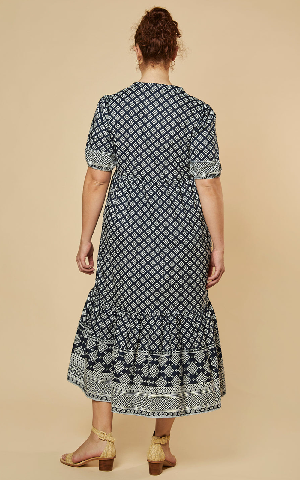 Sabre V-Neck Dress In Navy Iris product photo.