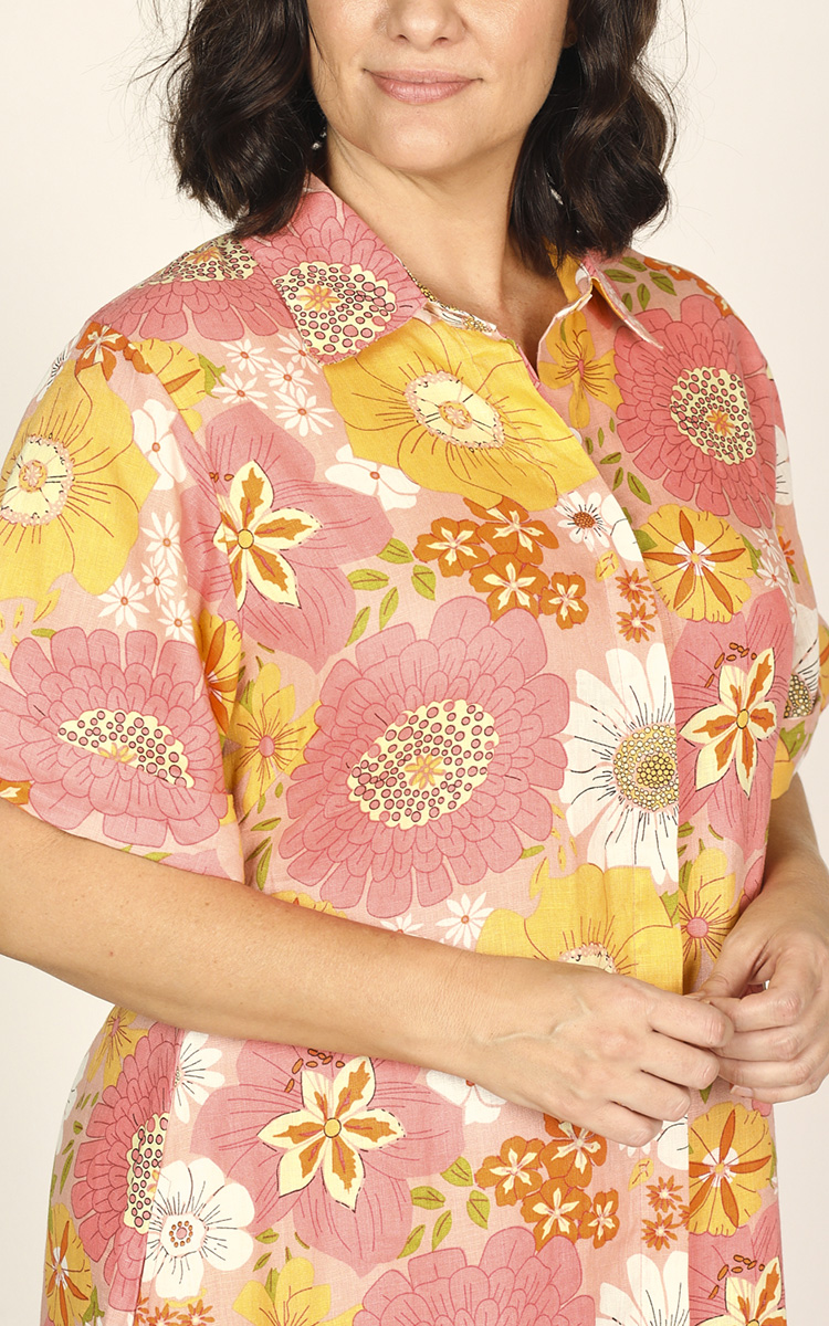 Gracie Linen Shirt Dress product photo.