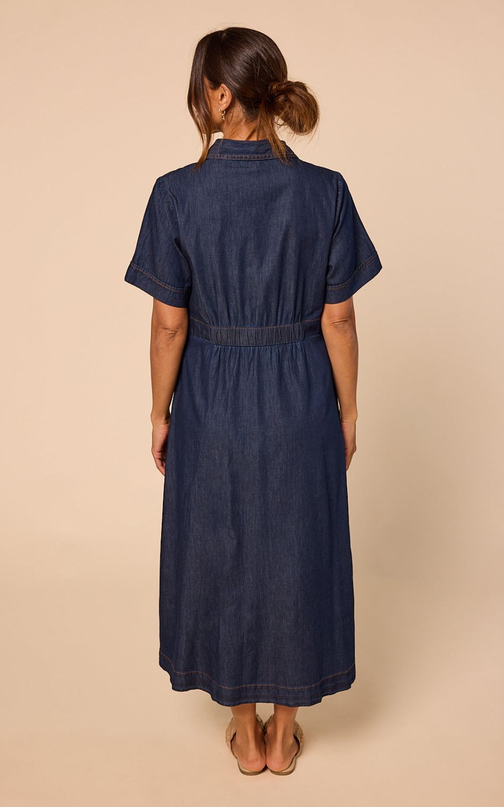 Gracie Chambray Shirt Dress product photo.