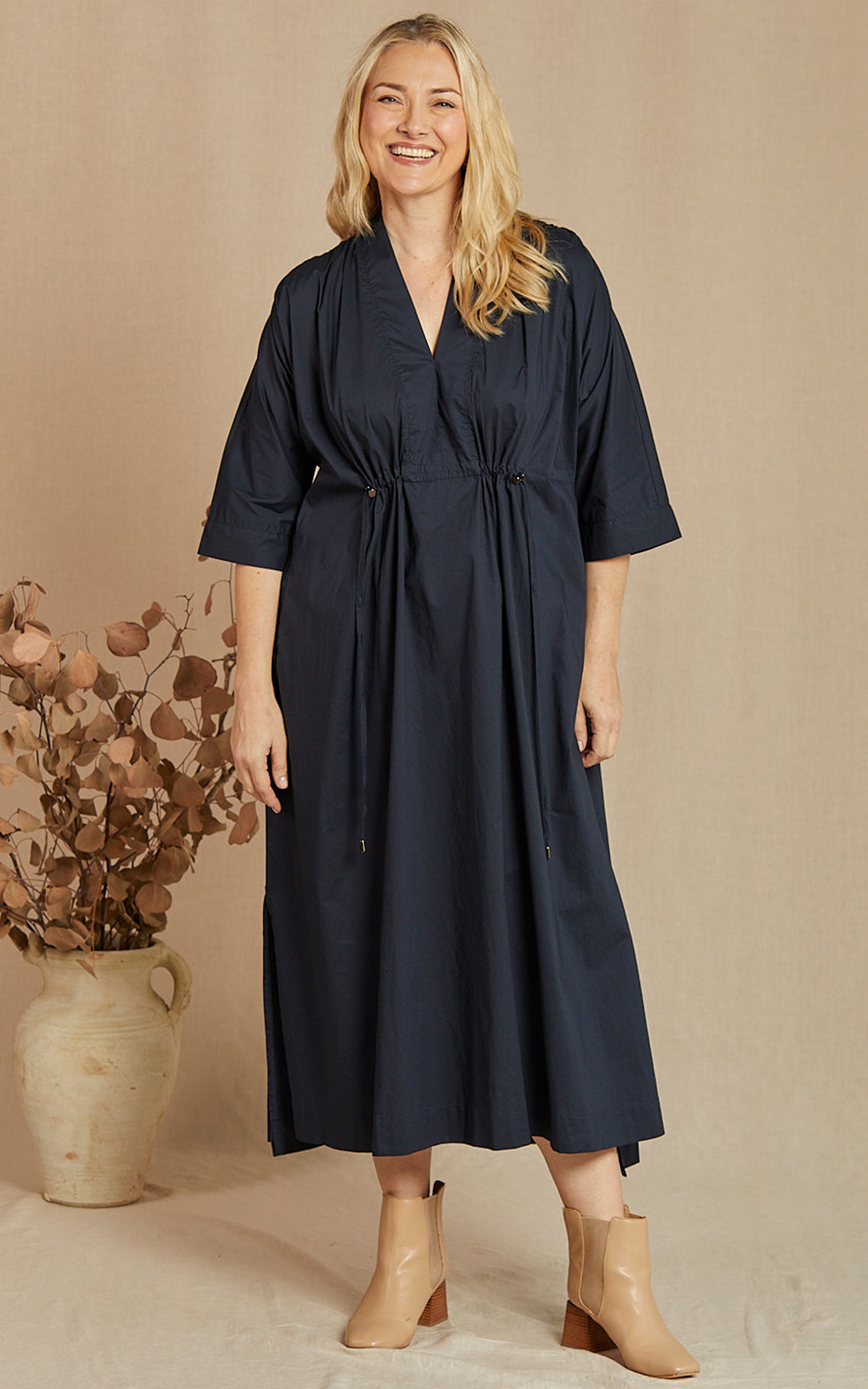 Finley Poplin Kaftan Dress product photo.