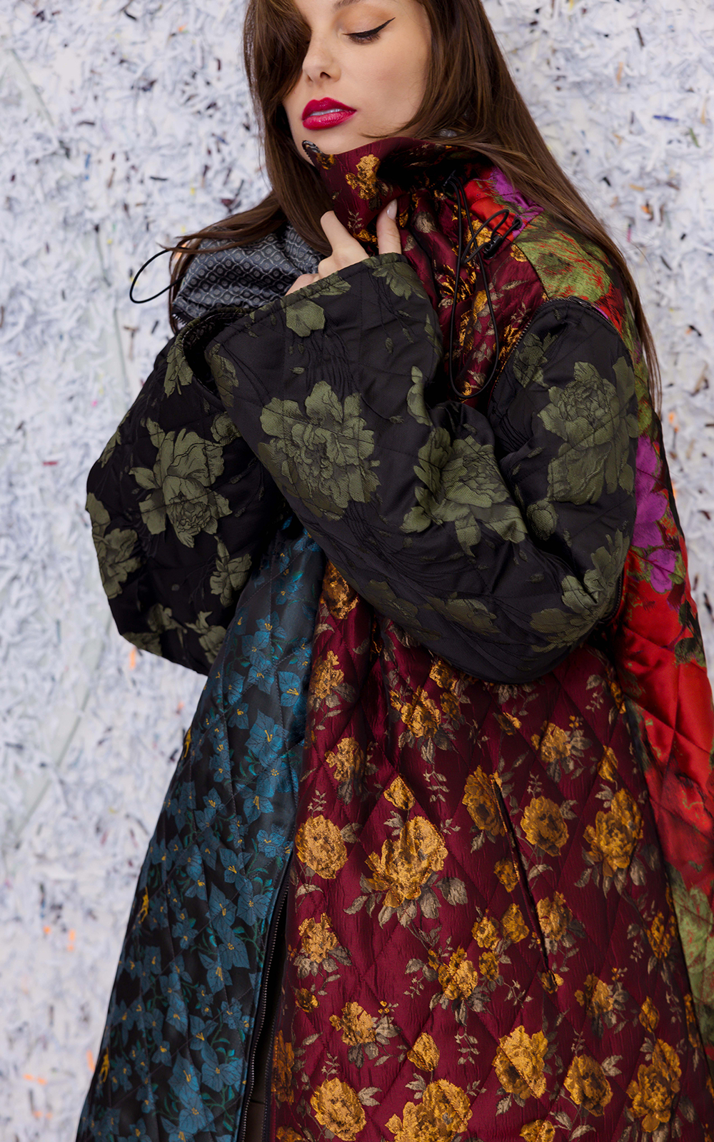 Puff Coat In Brocade product photo.