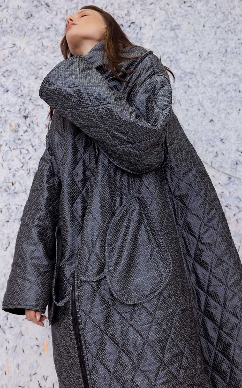 Puff Coat In Brocade product photo.