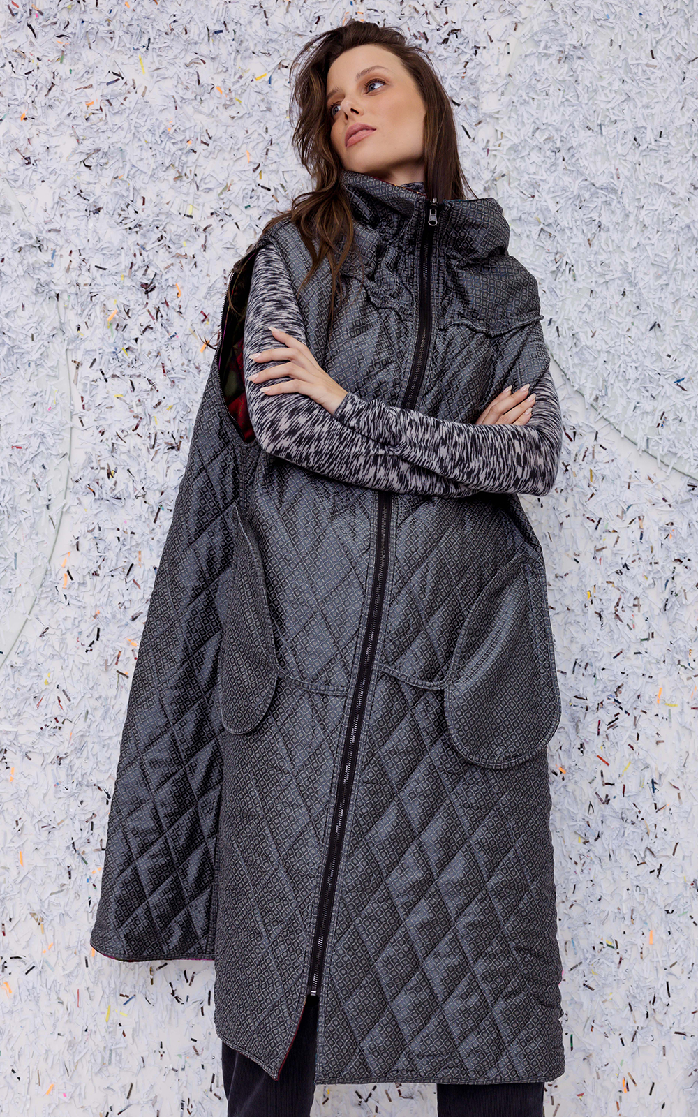 Puff Coat In Brocade product photo.