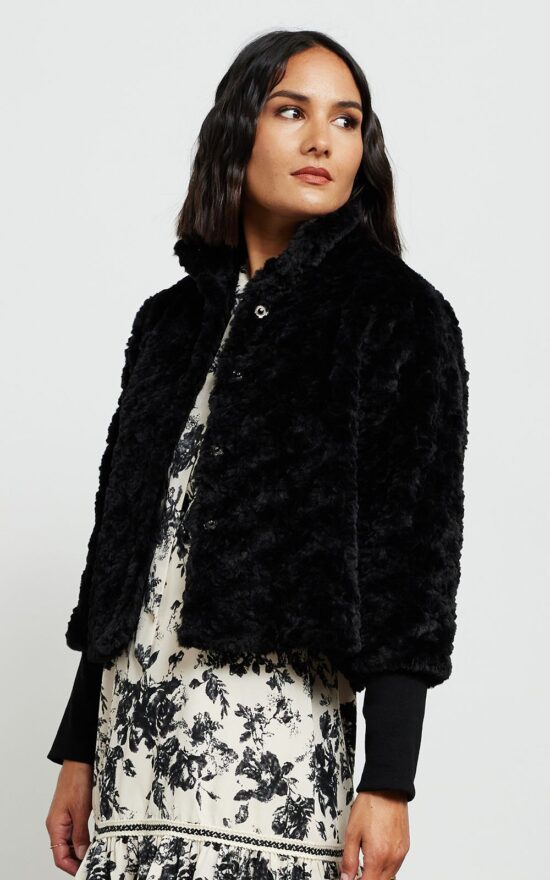 Vintage Faux Fur Jacket product photo.