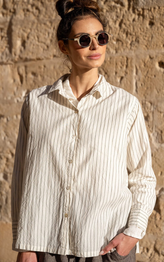 Farley Shirt in Cotton Ticking product photo.