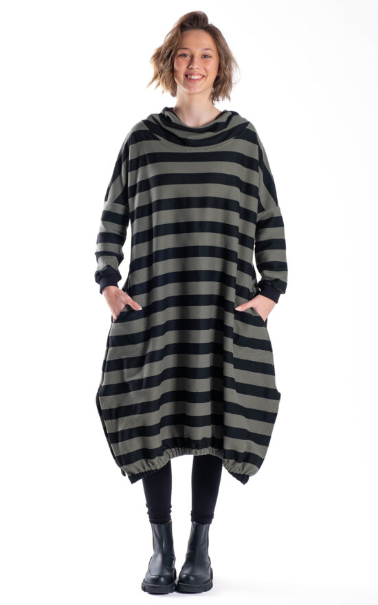 Eva Hoodie Dress-Stripe product photo.