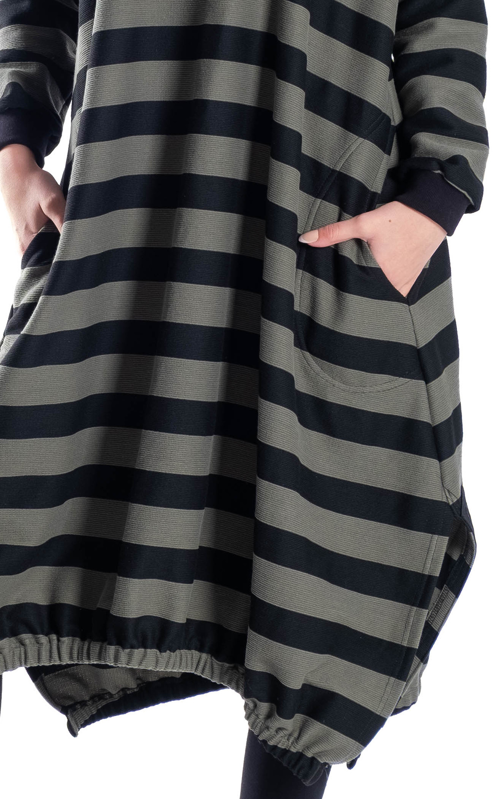 Eva Hoodie Dress-Stripe product photo.