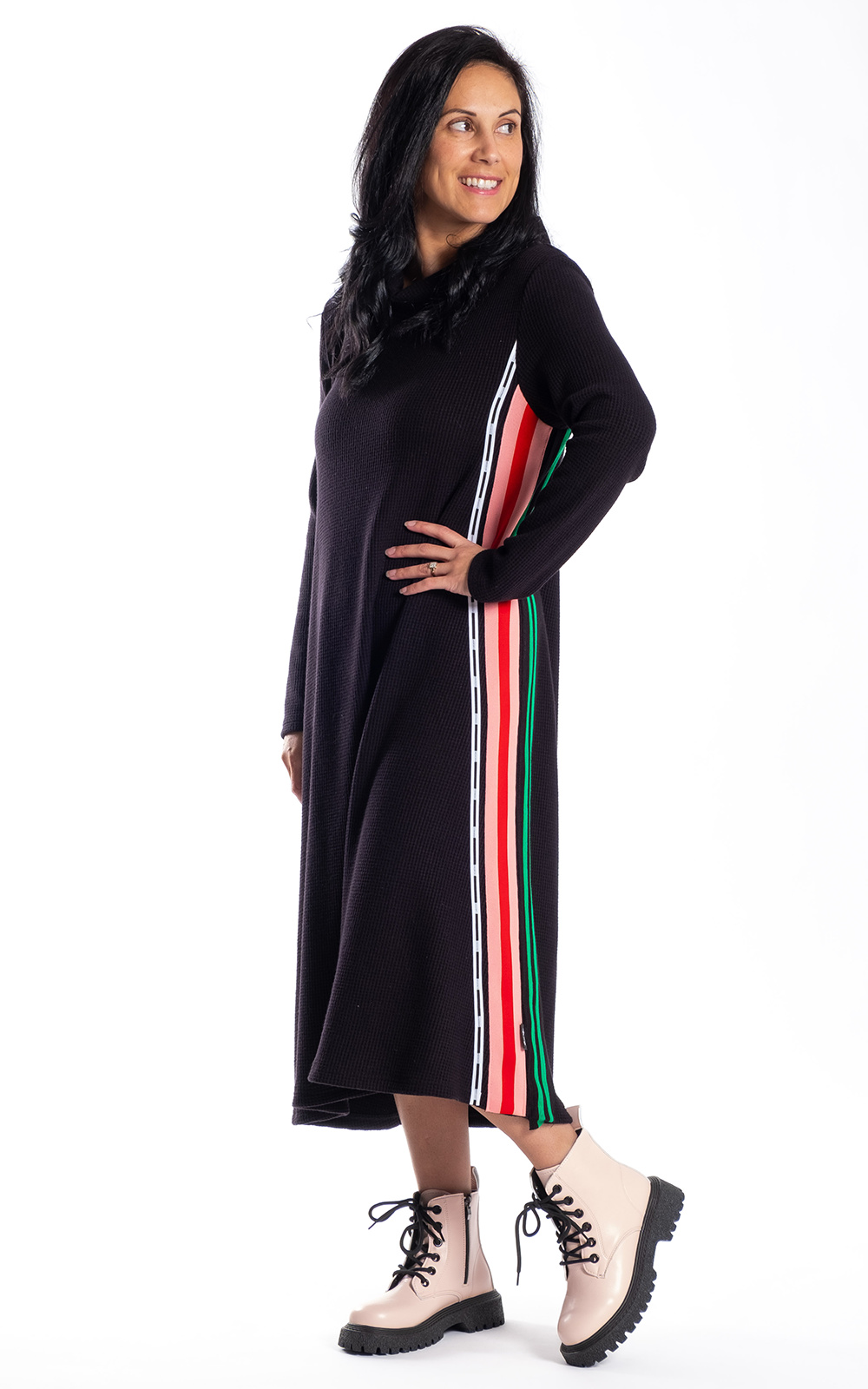 Zala Dress Multi Stripe product photo.