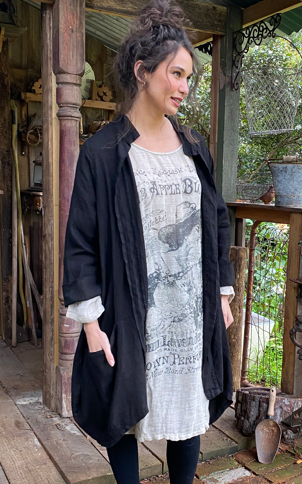 Harper Lee Linen Coat product photo.