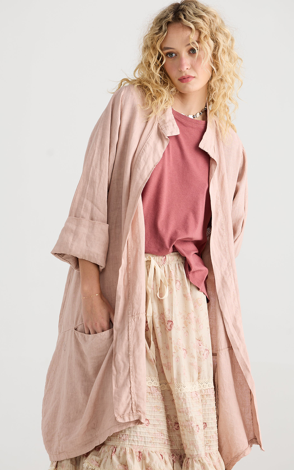 Harper Lee Linen Coat product photo.