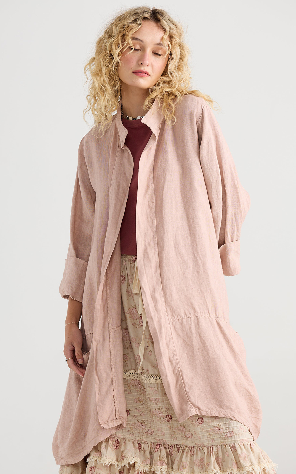 Harper Lee Linen Coat product photo.