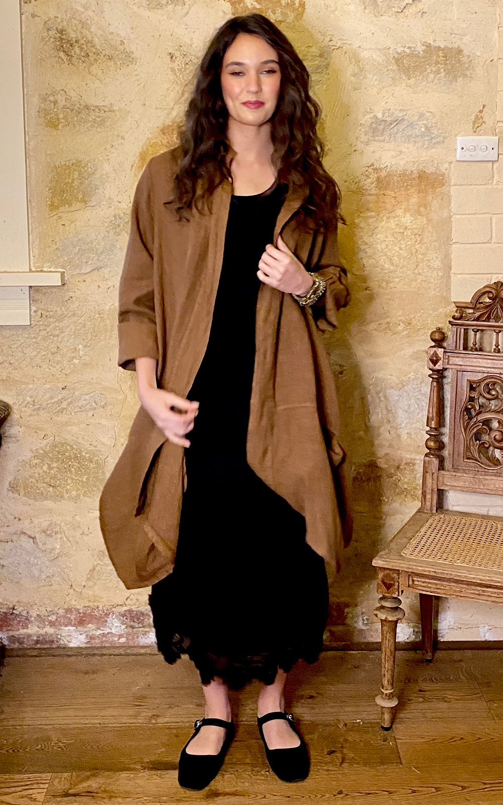 Harper Lee Linen Coat product photo.