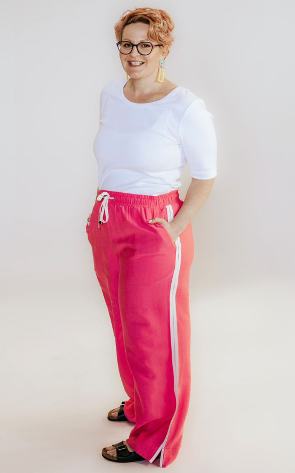 Indiana Side Stripe Wide Leg Pant  product photo.