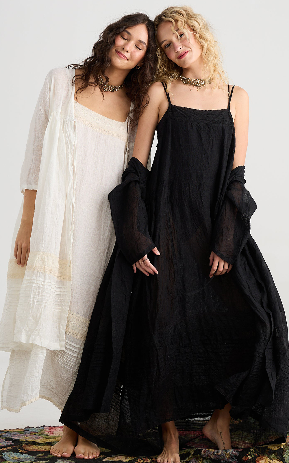 Isadore Linen Gauze And Lace Slip Dress product photo.