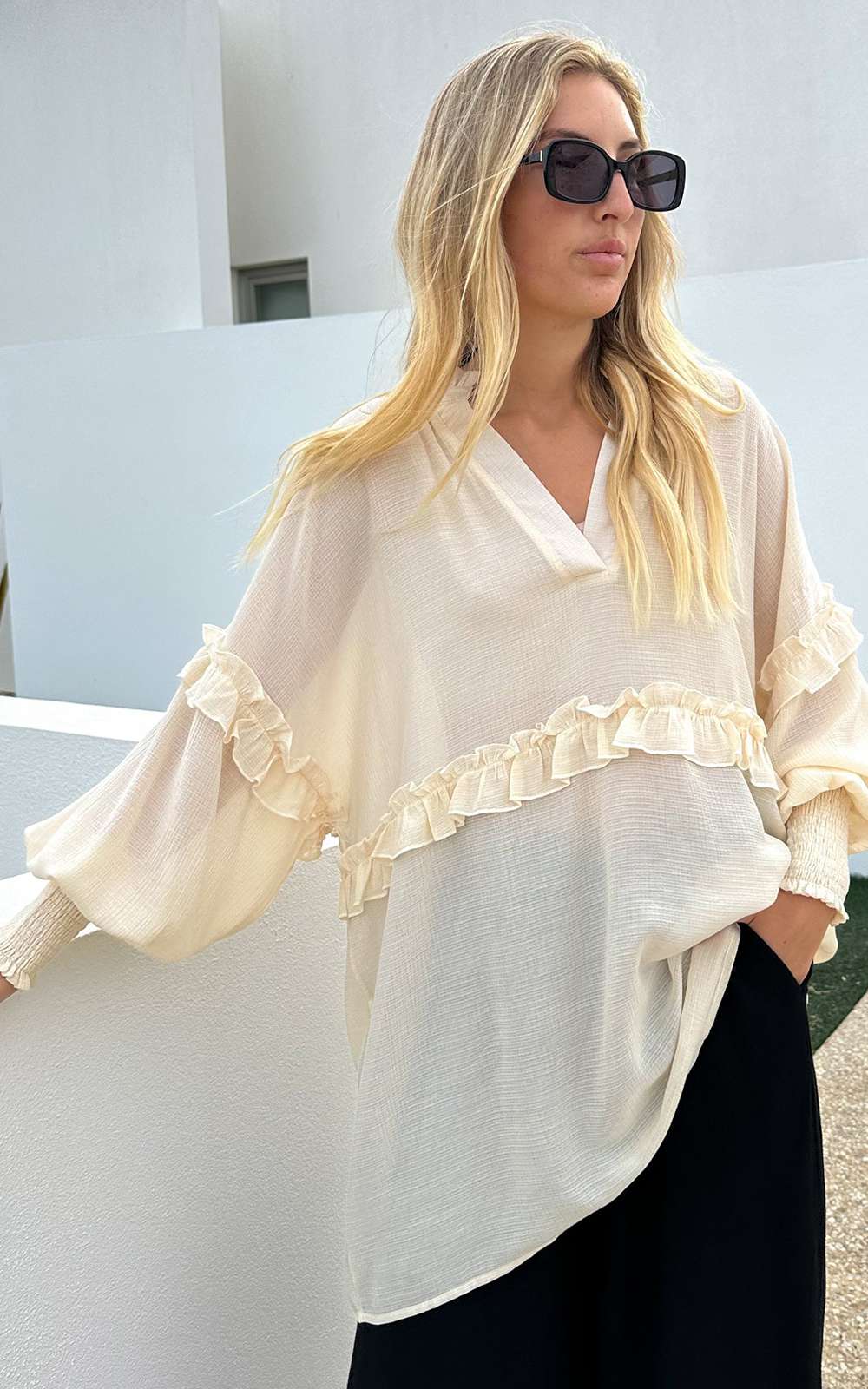 Frilled Relaxed Top product photo.