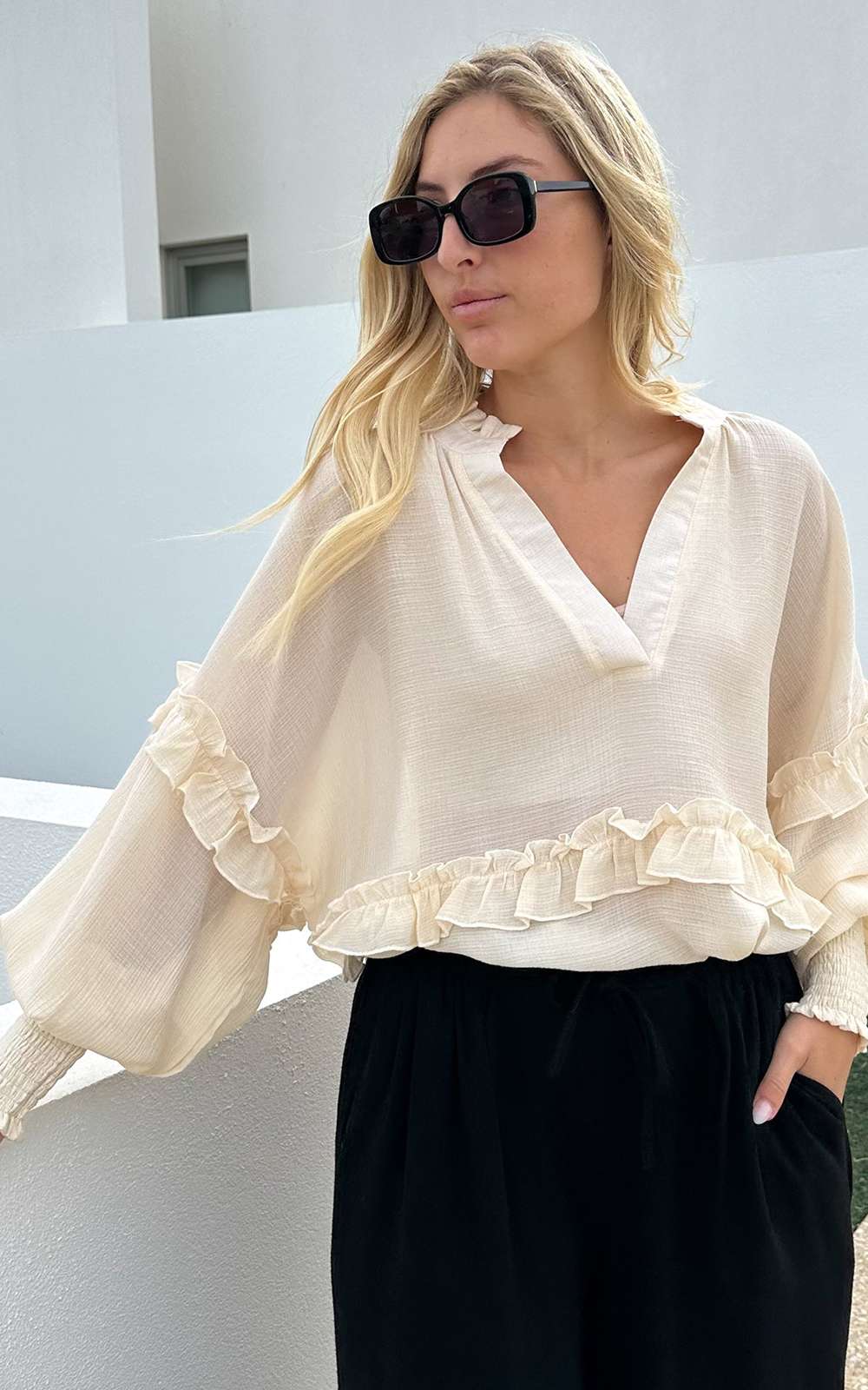 Frilled Relaxed Top product photo.