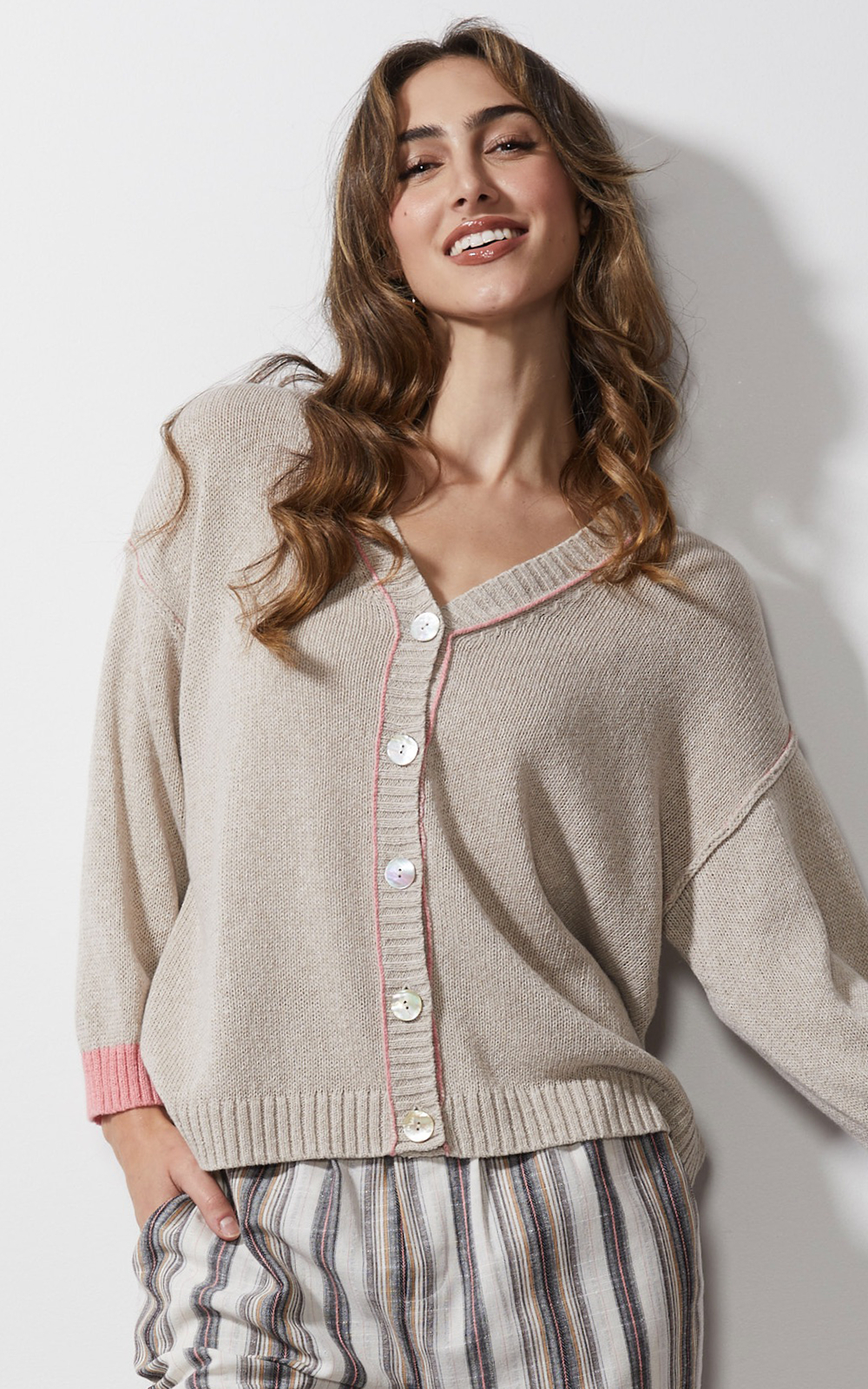 Chunky Linen Cardi product photo.