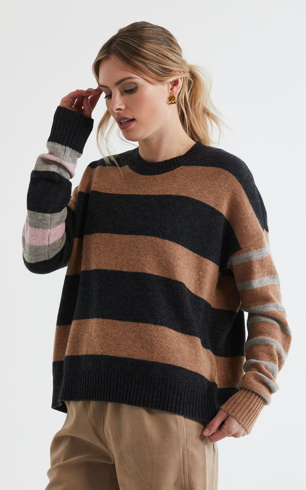 Lambswool Stripe Crew product photo.