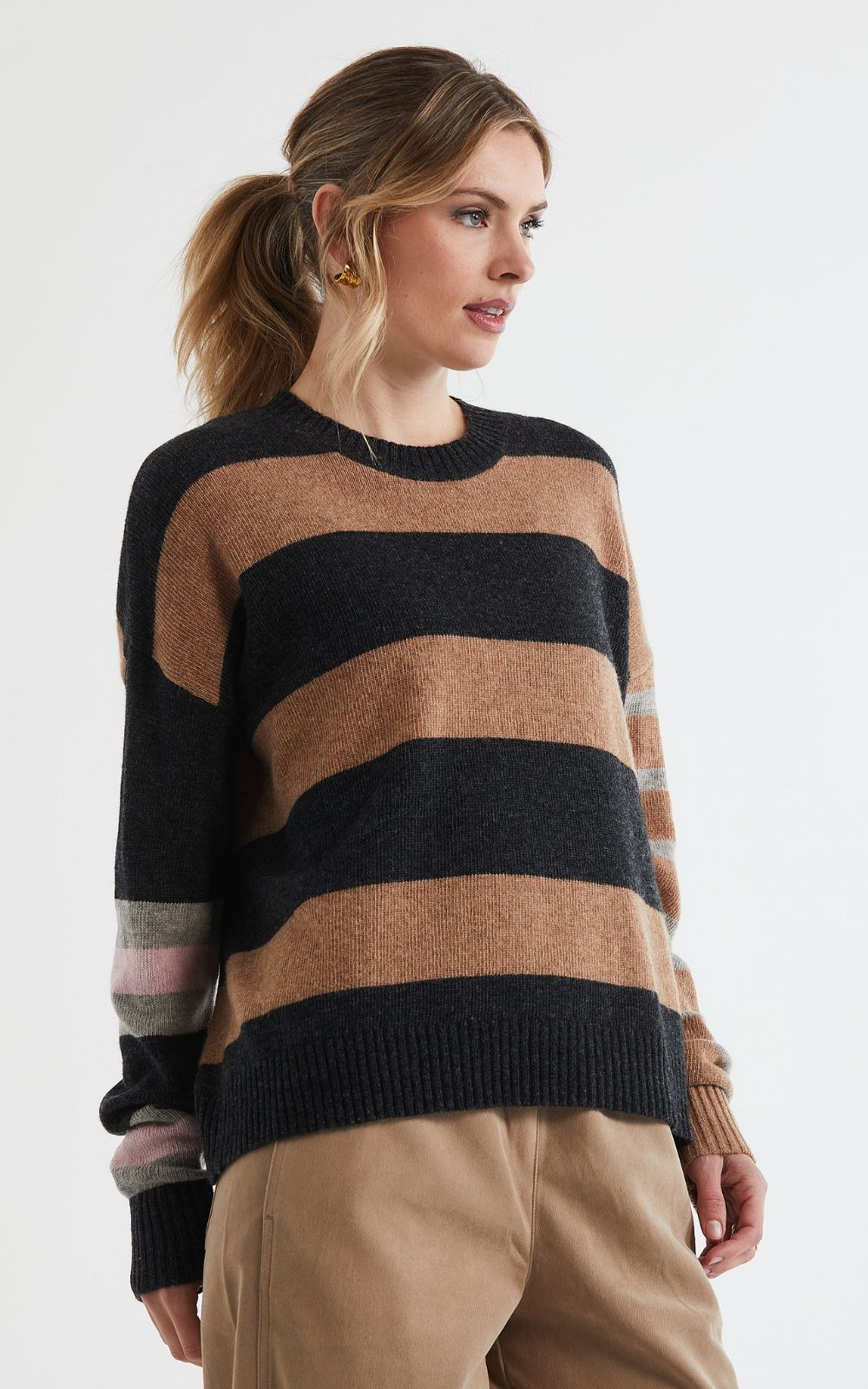 Lambswool Stripe Crew product photo.