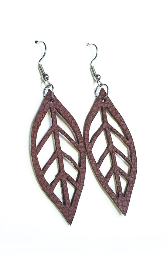 Leather Leaves Earrings product photo.