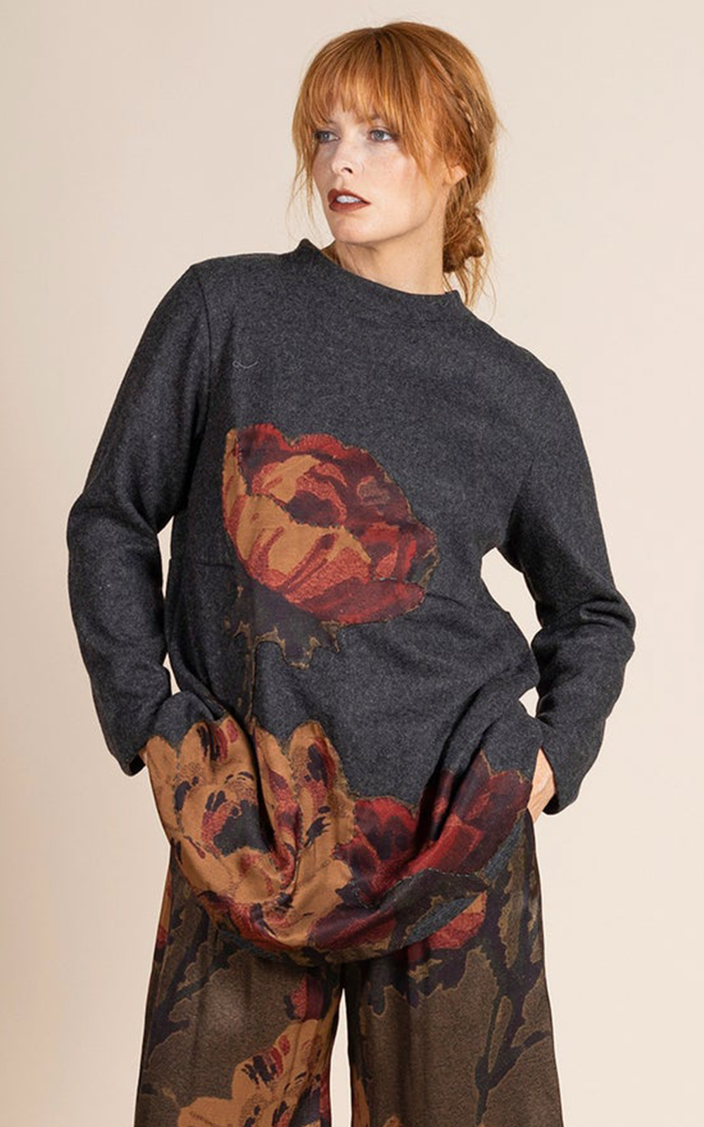 Felt Damask Roses Anna Jumper product photo.